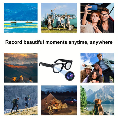 1080P Video Glasses with Real-Time Translation, 160 Languages, High-Definition Audio & 4K Motion Recording, Noise Reduction, Wireless Call, Wireless, Magnetic Charging - USB Rechargeable for TV, Mobile Phones, Laptops, Cyclin