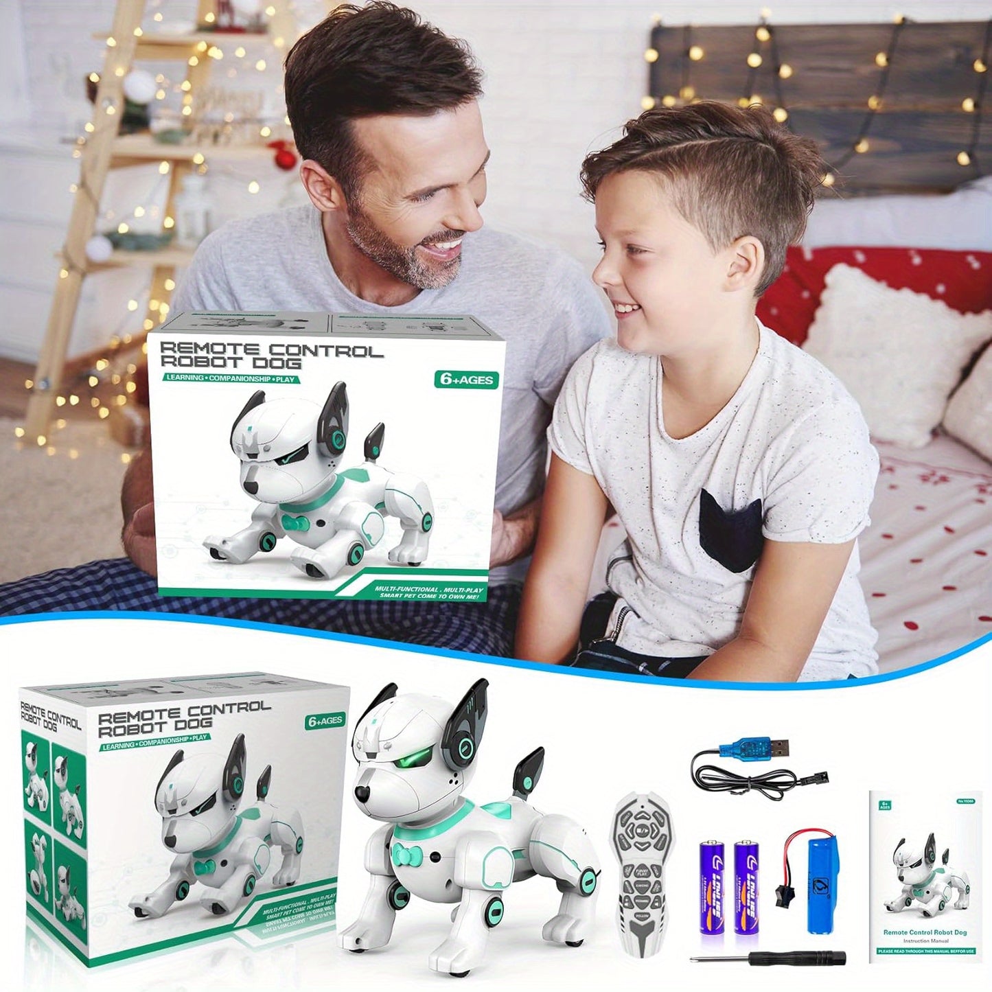 2025New Intelligent Black Technology Robot Dog Cute Companion, Playmate, Future Technology, Christmas And Halloween, Birthday Gift