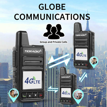 TIDRADIO Global Walkie Talkies 4G POC with Sim Cards, Long Distance 5000 Miles Rechargeable Nationwide Unlimited Range Two Way Radios & USB-C Battery (2 Pack)