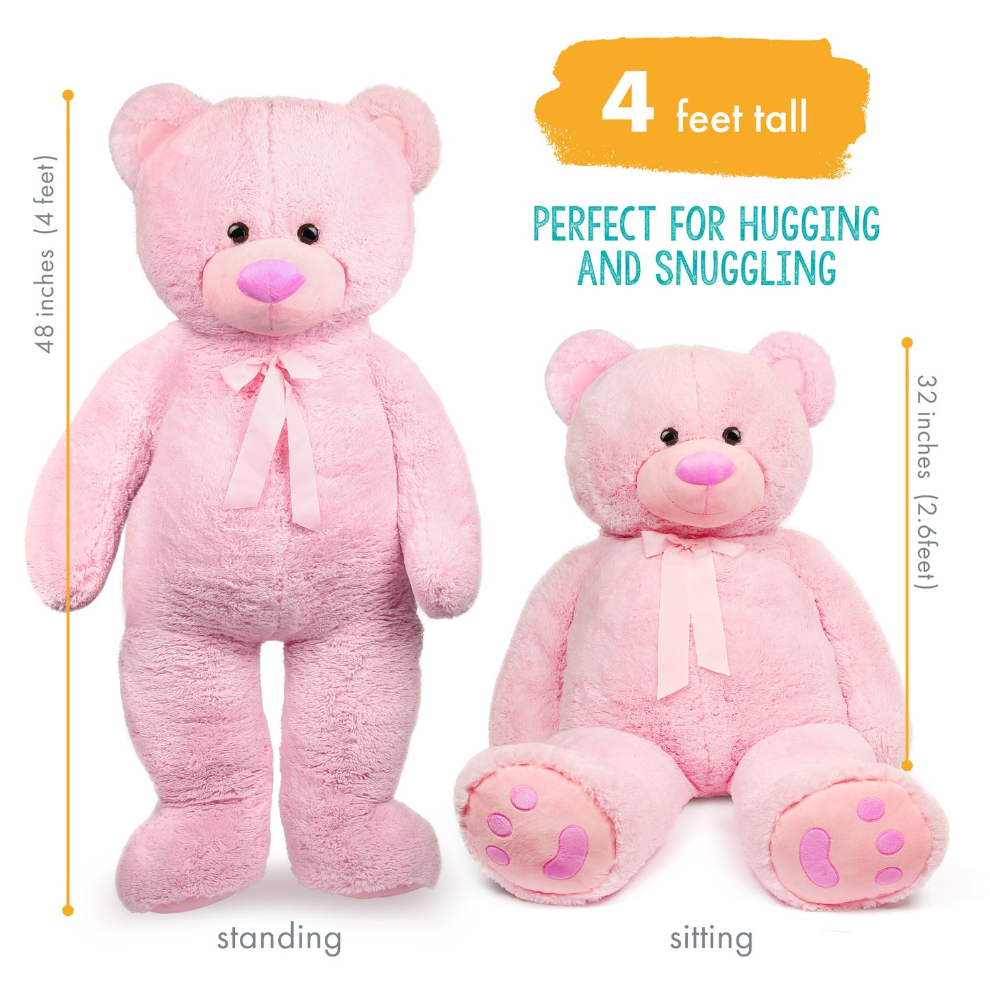 Big Teddy Bear, 3 Feet Giant Teddy Bear Stuffed Animal, Large Bear Plush Toy, 39 inch, Gift for Girls, Girlfriend, Wife, for Birthday Valentine's Day