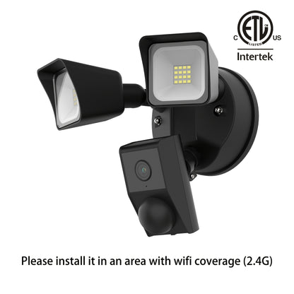 SUNAOK LED Smart Security Camera, 27W, 2300 Lumens, 5700K, IP65, 3 MegaPixel, HD Live View, 393.7inch Infrared Night Vision, Supports Two-way Voice & Human Shape Detection & CloudStorage, Enhanced Motion Detection, Built-in S