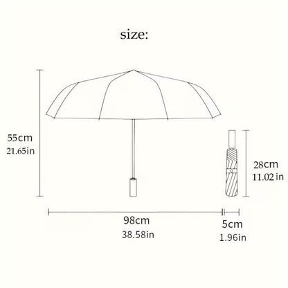 1pc Automatic Open/Close Umbrella with 8-Rib Compact Design - Heavy-Duty Automatic Open/Close Mechanism, Golden Dragon & Black/ Golden/ Brown/Beige/Gray/White/Black/, Lightweight & Sturdy for Men/Women - Ideal Gift for Rainy