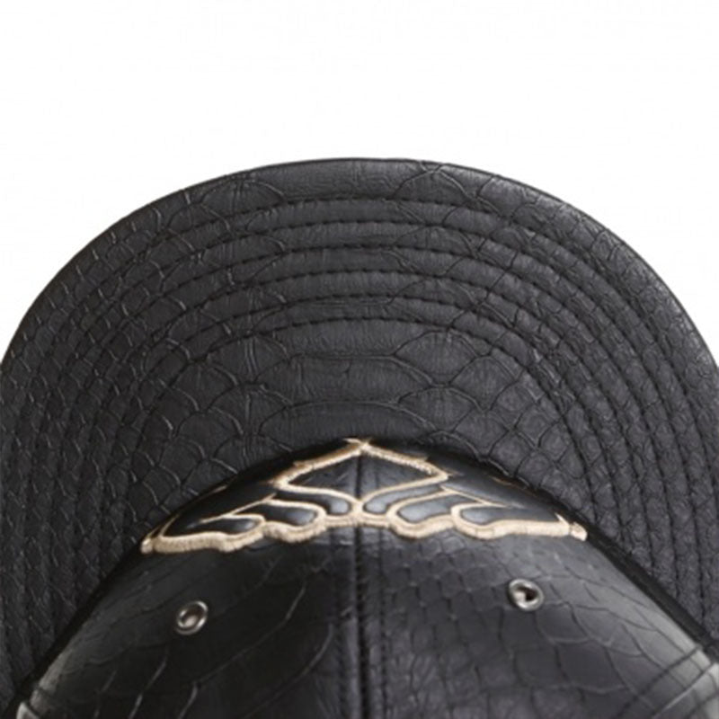 Women's Black Statement Fashion Double Hand Design Flat Brim Baseball Cap with Golden Hands & Praying Hands Emblem - Adjustable Snapback,, -like Texture for Outdoor Sports, Travel, Street Dance - Stylish & Functional Casual H