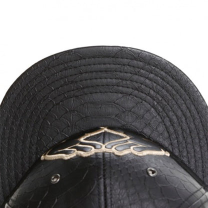 Women's Black Statement Fashion Double Hand Design Flat Brim Baseball Cap with Golden Hands & Praying Hands Emblem - Adjustable Snapback,, -like Texture for Outdoor Sports, Travel, Street Dance - Stylish & Functional Casual H