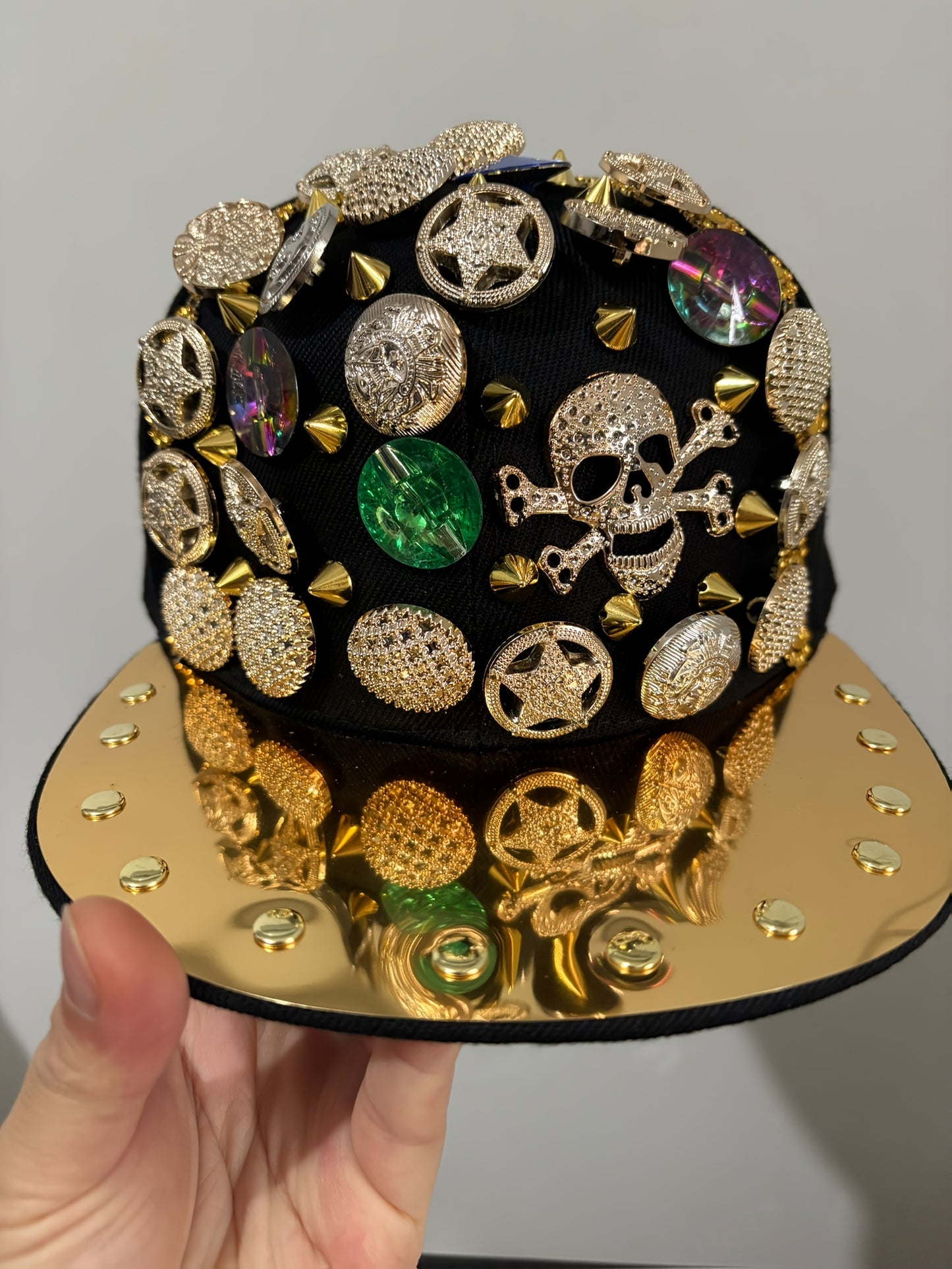 Unisex Stylish Rhinestone "KING" Baseball Cap - Lightweight Polyester, Black with Sparkling Embellishments, Perfect for Casual Outings and Parties, Statement Fashion | Edgy Baseball Cap | Metallic Accents