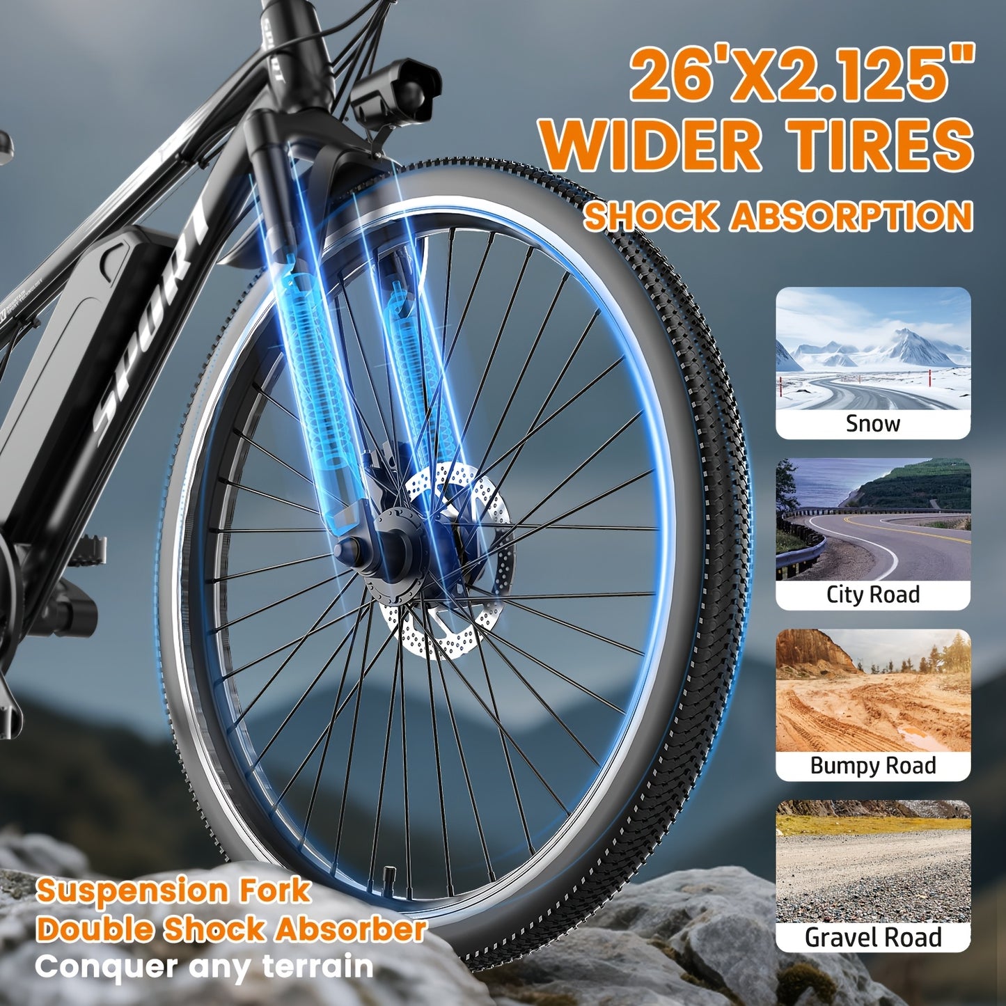 This 26-Inch Electric Bike Features a 48V 10AH Removable Battery, a Peak Power Motor of 749W, a Range of Up to 45 Miles, a Maximum Speed of 24MPH, And 7-Speed Settings for Smoother Rides. It Makes a Perfect Gift Option.