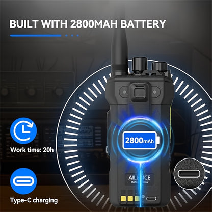 Retevis Ailunce HA1UV Dual Band Handheld Ham Radio - Long Range Two-Way Walkie Talkie with NOAA Weather Alert, Emergency Alarm/SOS, 2800mAh USB-C Power, VFO & 256 Channels U/V Bands for Hurricane, Wildfire, Search & Rescue
