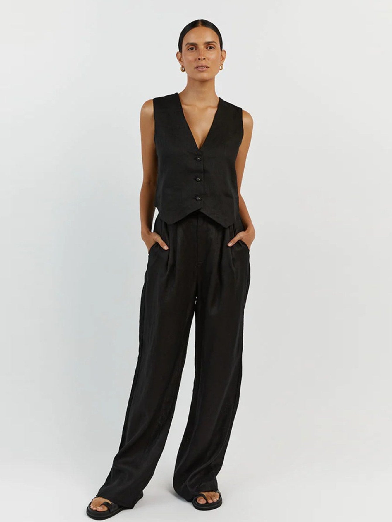 HERTALK2026 Women's Summer New and Sleeveless Vest, Waistcoat and Long Pants 2pcs Casual and Fashionable Set for Women
