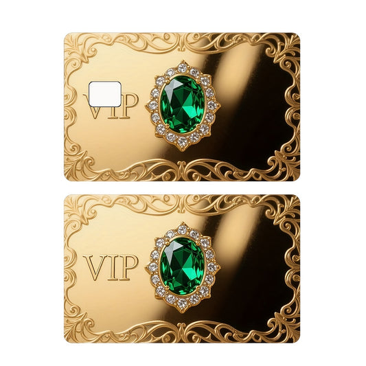 3pcs, 1pc spare Golden Created-Emerald VIP Card Light Beige - Durable PVC Privacy Stickers, Suitable for Credit Cards, Bank Cards, and Transportation Cards, Scratch-Resistant