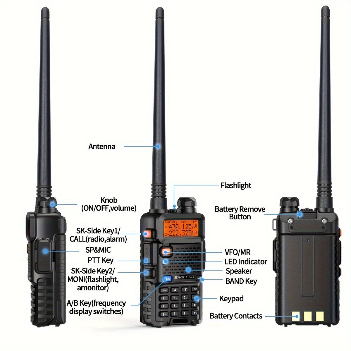 2-Pack BAOFENG Multi-Band Ham Radio Handheld - Long Range Walkie Talkies with 5RX Upgraded Technology, Portable Two-Way Radio for Adults, Camping, Hiking, Trip, Frequency Copy, AirBand, Chirp Compatible, UV-5R Upgraded Versio