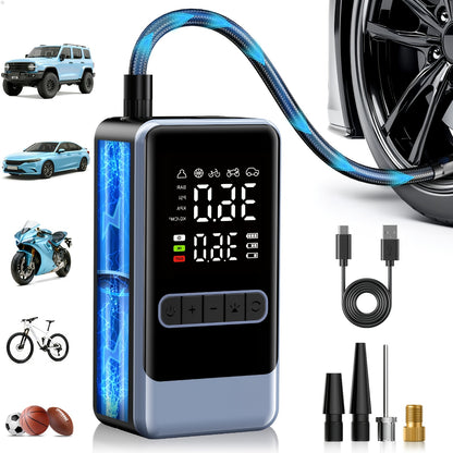 Tire Inflator Portable Air Compressor, Portable Air Compressor with Digital Gauge & LED Light, USB Rechargeable, 3X Fast Inflation, for SUV Cars Bikes Motorcycles & Sports Equipment And Ball, Black Friday Christmas 2026 New Y