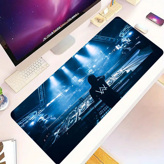 Alan Walker Poster Gaming & Music Desk - Non-Slip Rubber Base & -Slip Surface, Starry Night Design with Iconic DJ/Producer Silhouette, Durable Computer Mouse Pad for Home Office, PC, Laptop for Fans