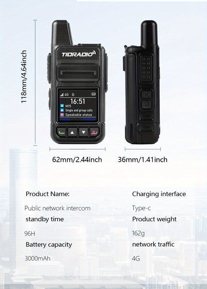 TIDRADIO Global Walkie Talkies 4G POC with Sim Cards, Long Distance 5000 Miles Rechargeable Nationwide Unlimited Range Two Way Radios & USB-C Battery (2 Pack)