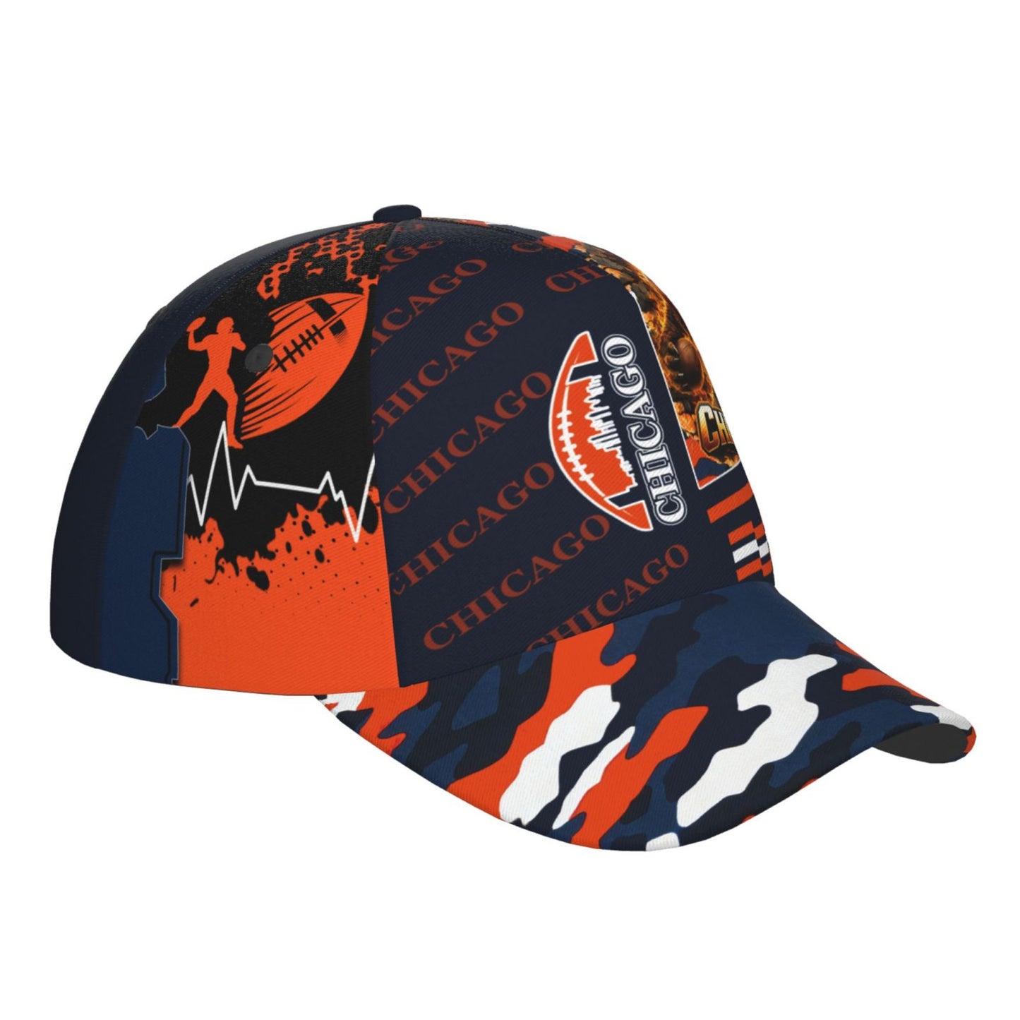 Chicago Print Adjustable Snapback Baseball Cap for Men & Women, Breathable Unisex Hat Suitable for Daily Wear,, Outdoor - Chicago