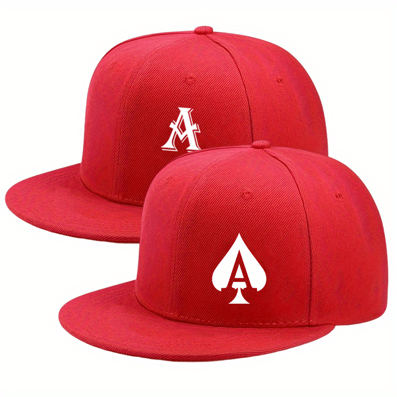 2D Flat - 2pcs A Letter Combination Style Unisex Fashion Hip-Hop Baseball Cap, Adjustable Size, Simple Casual Urban Style, Flat Brim Hat, Suitable for All Seasons, Unique Style