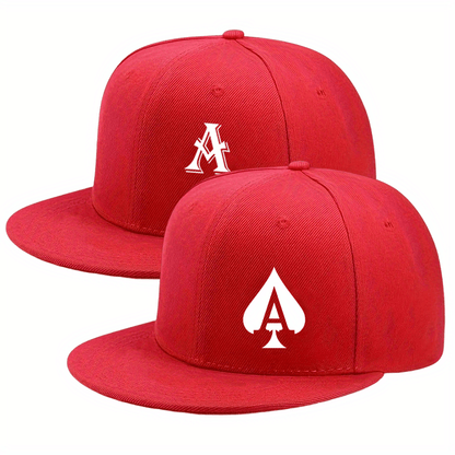 2D Flat - 2pcs A Letter Combination Style Unisex Fashion Hip-Hop Baseball Cap, Adjustable Size, Simple Casual Urban Style, Flat Brim Hat, Suitable for All Seasons, Unique Style