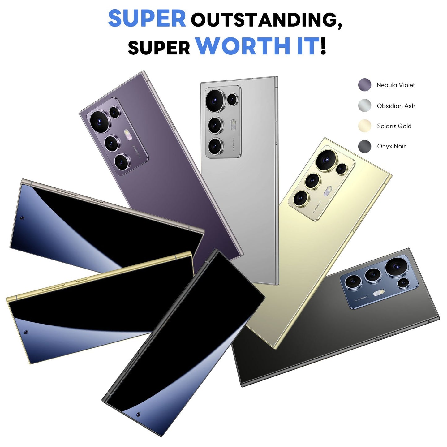 2026 New S25 Intelligent Android Phone | 4K Display, 12+512GB Storage, Face & Fingerprint Recognition, 6.8" HD Dual SIM, Type-C Long Battery, Business Phone, Sleek Design, Stylish Mobile, High-Quality Display, Durable Build,
