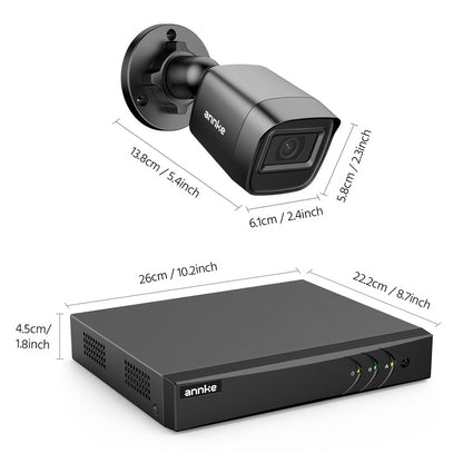 ANNKE 3K Lite 5-in-1 8CH DVR Wired 1080P Video CCTV Security Camera System with Smart AI Human&vehicle Detection, 8pcs 66ft EXIR Night Vision Home Surveillance Cameras 24/7 Around Recording, Real-time Email Alerts, Multi-Devi