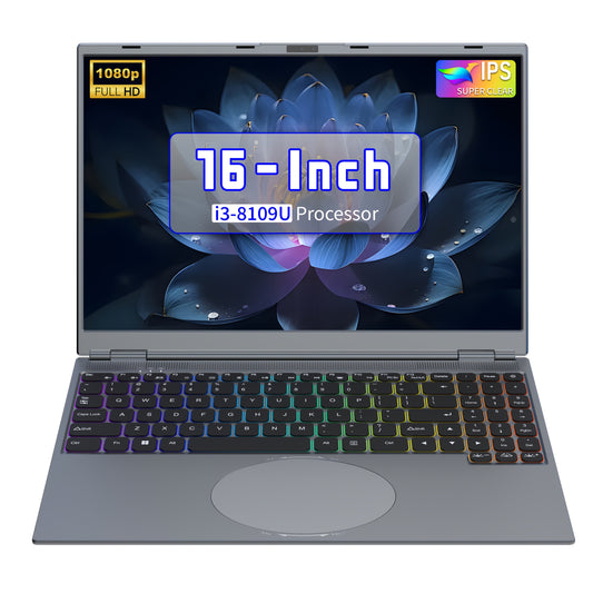 16" Touchscreen Business Laptop | Intel Core i3, 3.0 to 3.6 GHz, 16GB/32GB RAM, 480GB/960GB SSD, RGB Color Backlit Keyboard, Face Recognition, 5000 mAh Battery, American-style Plug