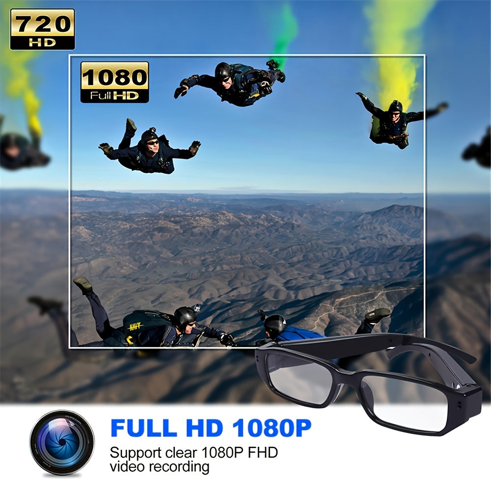1080P HD Video Recording Glasses with 64GB Built-in Memory - Smart Glasses Camera, 300mAh Battery, USB 2.0 Micro Charging Port, Digital Image Stabilization