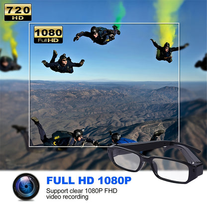 1080P HD Video Recording Glasses with 64GB Built-in Memory - Smart Glasses Camera, 300mAh Battery, USB 2.0 Micro Charging Port, Digital Image Stabilization