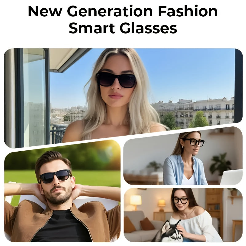 1080P Smart AI Camera Glasses with AI- Translation & Wireless Voice Calls, Interchangeable Lenses, Wireless Smart Glasses, HD Recording, One-Touch Button for Men/Women, /, Smartphone-Free Calling (Global Travel, Camera Stand