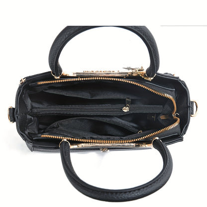 INCK Women's Large Capacity  Handbag with Adjustable Crossbody/Handheld Strap, Zipper Closure, Elegant Casual Purse in / Cotta/Navy/ - Versatile for, Travel, Everyday Use