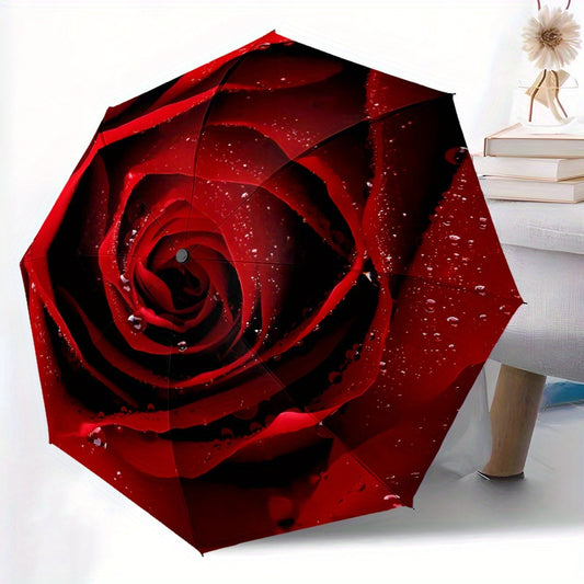 Red Rose Style automatic automatic automatic umbrella sun protection folding umbrella parasol portable travel decoration fashion umbrella holiday gift