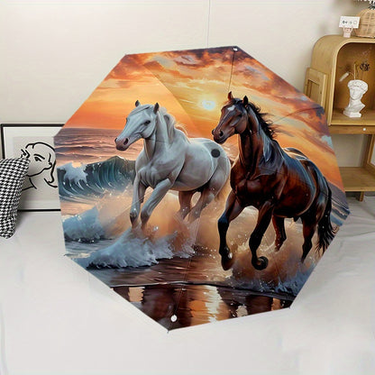 Two horses Folding automatic umbrella 8 frames automatic umbrella suitable for travel and daily use Christmas Halloween gift choice