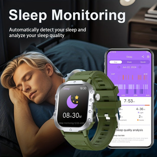 GWENLAND New Smart Watch with 2.01 Large Screen, LED Flashlight, Outdoor Sports Watch, Altimeter, Barometer, 100+ Sports Modes, Multimedia Information Viewing, Weather Checker, Pedometer, Fitness Tracker, Perfect Gift for Fes
