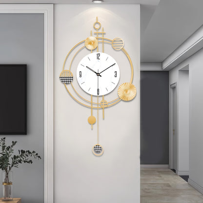 1pc Modern Minimalist Large Wall Clock with Black & Golden Face - Large Easy-to-Read White Hands, Black/White/Golden Iron Frame, Quiet Sweep Movement, Shut-Off, - for Home, Office, Restaurant Decor - Elegant Modern Home Decor