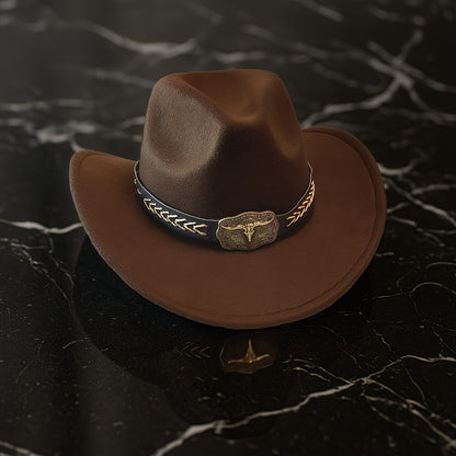 Classic Western Cowboy Hat - Wide Brim, Lightweight Felt Cowboy Hat with Drawstring Closure, Unisex for Men & Women, Western, Farm, Beach, Party, Everyday Outdoor - Vintage Western Style Hat in Gift Box, Wide Brim Cowboy Hat,