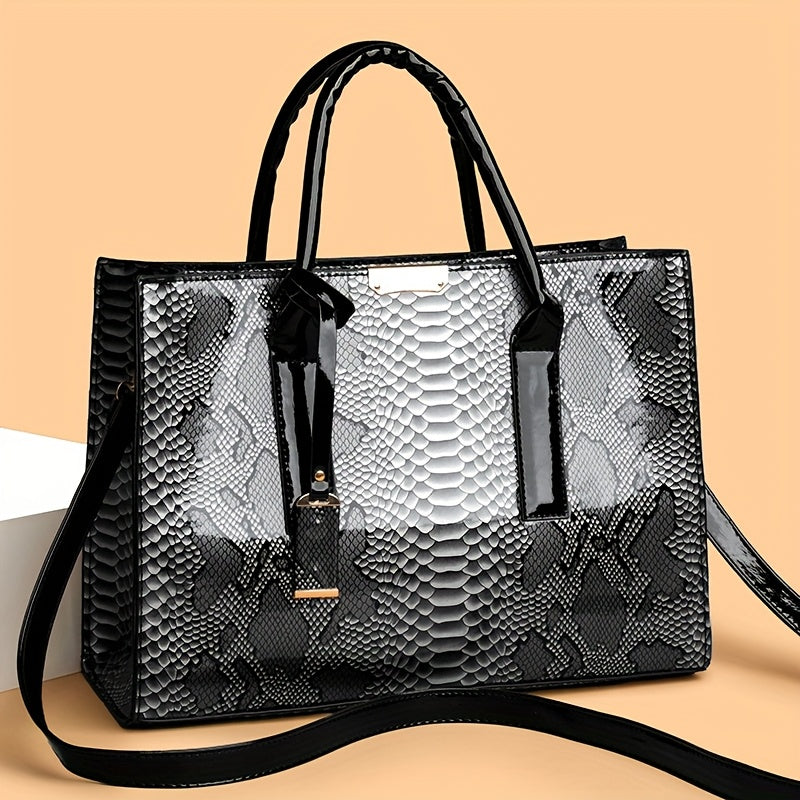 Women'S Large Capacity Elegant Handbag with Detachable Strap & Golden-Tone Hardware - Structured Tote, Golden-Tone Hardware & Zipper Closure