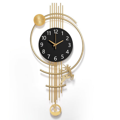 Large Silent Wall Clock with Quartz Movement - Nautical Theme, Wood & Metal Retro Modern Design, Digital Display, Auto-Off, AA Battery Operated (Not Included), Ideal for Living Room, Kitchen, Office Decor, Clock Wall Decor, M
