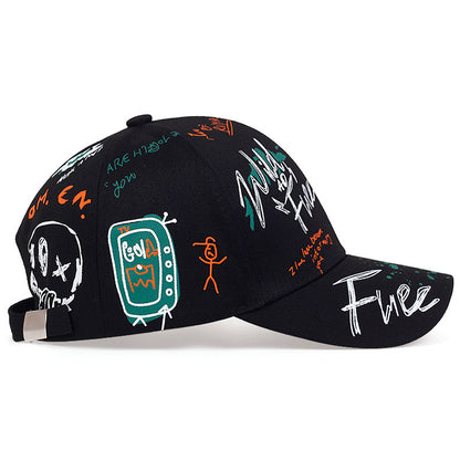 Two-piece "one hat and one decorative necklace" combination, new youth hip-hop baseball cap, exquisite embroidery adjustable lightweight and breathable travel, travel, size, and holiday gifts best choicesuitable for men and w