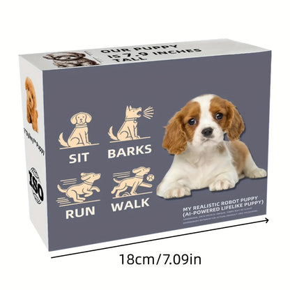2026 Realistic Robotic Puppy - Interactive Walking & Barking Robot Dog with Expressive Eyes, Fluffy Soft Fur & Button-Controlled responses, Lifelike Companion for Adults & Teens, Brown/White Pomeranian-like Replica (-Free Ope