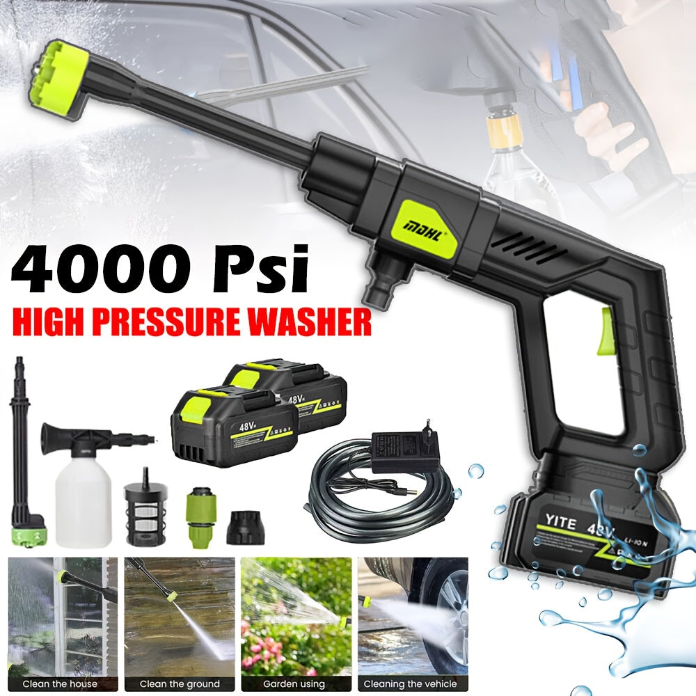 Cordless High-pressure Car Wash Water Gun, 6-in-1 Nozzle And Bucket, Portable High-pressure Electric Car Wash Machine for Car, Courtyard, Garden And Outdoor Cleaning, Garden Cleaning Tool, Multi-functional Cleaning Tool, Car