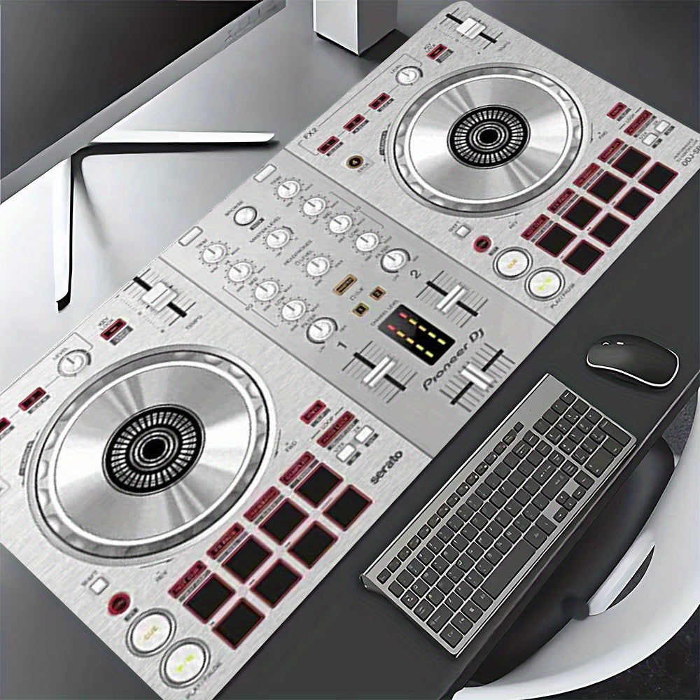1 Pioneer DJ DDJ-SB3 Controller Mouse Mat & Office Desk Mat | Vibrant DJ Equipment Design with Turntable, Durable Polyester And Rubber Material, 90Cm/35.4 Inches, Red, Perfect for Home Studio And Office Use, Studio Equipment,