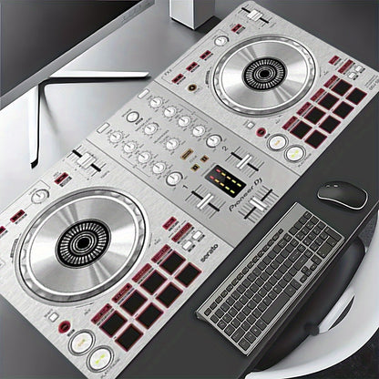 1 Pioneer DJ DDJ-SB3 Controller Mouse Mat & Office Desk Mat | Vibrant DJ Equipment Design with Turntable, Durable Polyester And Rubber Material, 90Cm/35.4 Inches, Red, Perfect for Home Studio And Office Use, Studio Equipment,