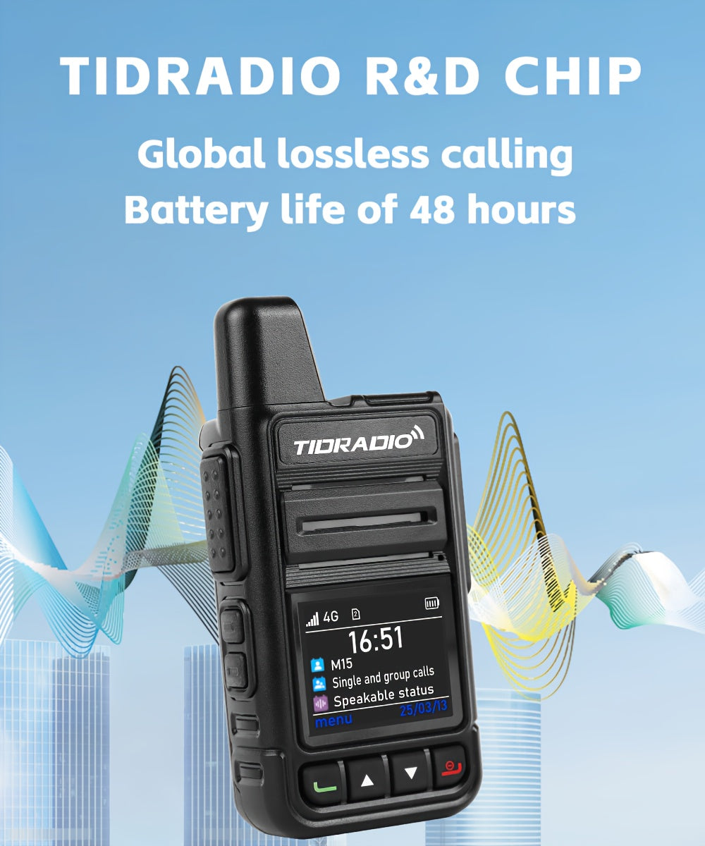 TIDRADIO M15 Global Walkie Talkies 4G POC with SIM Cards, Long Distance 5000 Miles Rechargeable Nationwide Unlimited Range Two Way Radios & USB-C Battery (2 Pack)
