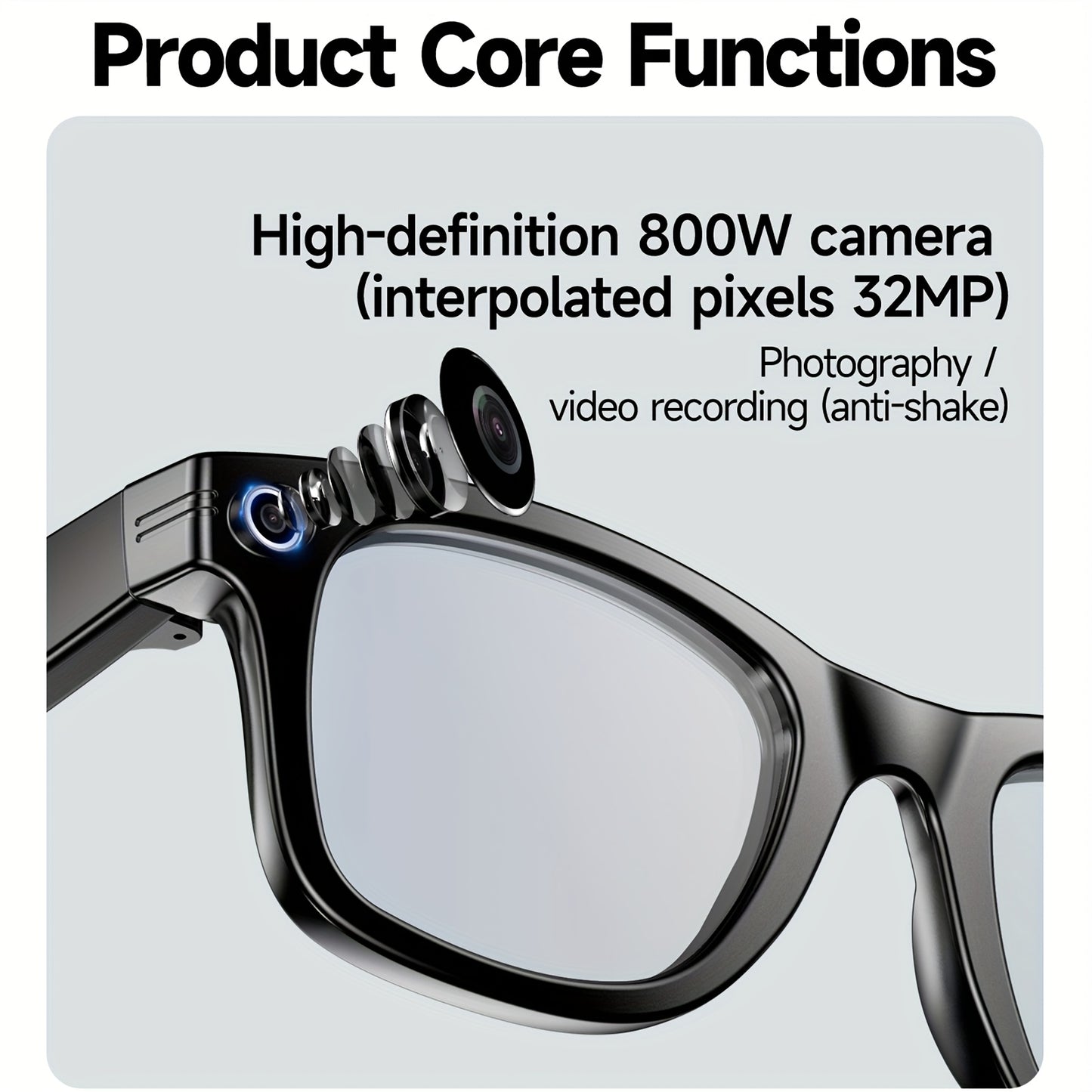 AI Smart Glasses 2025 New Voice Smart Glasses, High-definition 8 Million Camera, Intelligent Real-time Translation, Wireless Call Music Playback And Smart Glasses, Smart Camera Glasses with Multiple Languages, Suitable for iP