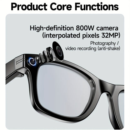 AI Smart Glasses 2025 New Voice Smart Glasses, High-definition 8 Million Camera, Intelligent Real-time Translation, Wireless Call Music Playback And Smart Glasses, Smart Camera Glasses with Multiple Languages, Suitable for iP