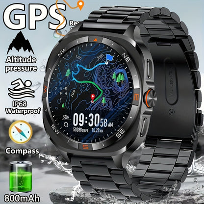 COIUSOR Men's Smartwatch with 360P IPS Display, GPS L1+L5 Dual-Frequency Positioning, wireless call sync SMS alerts 1.46-inch, Compass, Altitude, Air Pressure, 3D Dly Video Watch Face, 800mAh Rechargeable Battery, USB Chargin