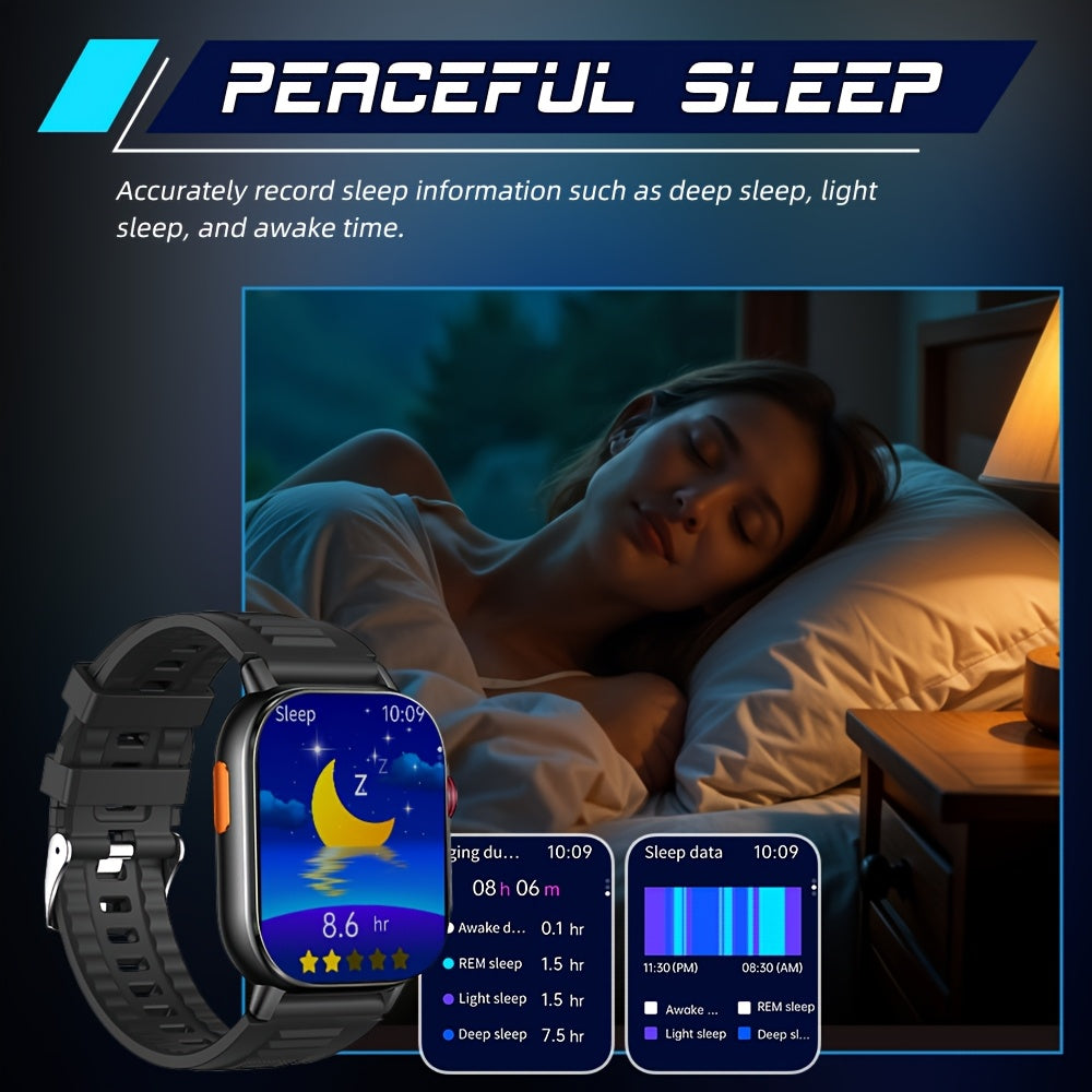 Sports Extra Large Screen GPS Smart Watch, 2.01-inch Outdoor Multifunctional, LED Flashlight, Compass, Barometer, High Quality, HD Wireless Calling, Message Synchronization Reminder, Health Monitoring, Sleep Monitoring, 100+
