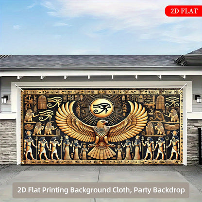 2D Flat, Ancient Egypt Eagle Eye Tapestry - 2D Flat Polyester Wall Hanging with Hieroglyphs & Sphinxes Design, 27.95x61.81inch (70.87x157.48inch) - No Electricity Needed, Large Decorative Art for Indoor/Outdoor, Weddings, Bir