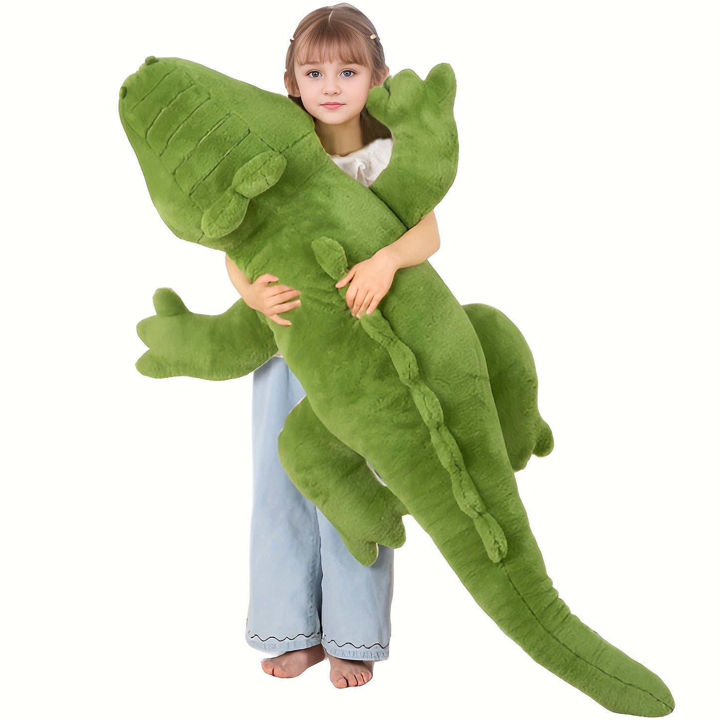 60inch Giant Crocodile Stuffed Animal | Soft Toy Alligator Large Cute Huge Jumbo Big Size Kawaii Fluffy Fat Plushie, Green Knit Fabric, Ideal Gifts for Kids Boys Girls Birthday, Halloween, Christmas, Valentine'S Day.