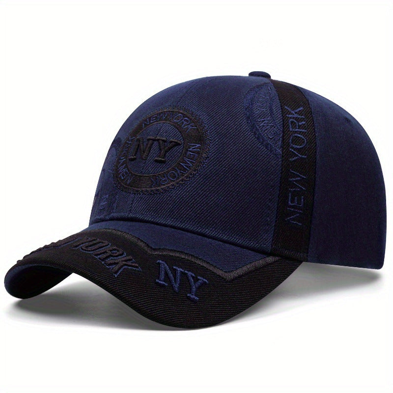 Men'S Sports Baseball Cap - Adjustable Snapback, Breathable Mesh Back, Sun Protection Hat with "NEW YORK" Logo, Black & White Design, Perfect for Outdoor Activities, Outdoor Headwear | Sporty Cap Design | Mesh Back Hat