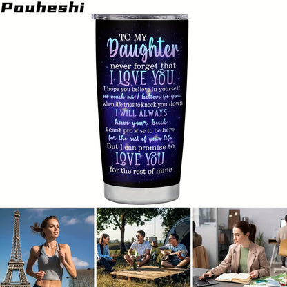 1pc/20Oz Themed Water Cup for Daughter, Holiday Gift, 3D Printed Water Bottle, with Straw Or Direct Drinking, Gift Cup, Car Travel Tumbler, Suitable for Gifting to Daughter, Personalized Cup, Commemorative Water Cup, Kitchen