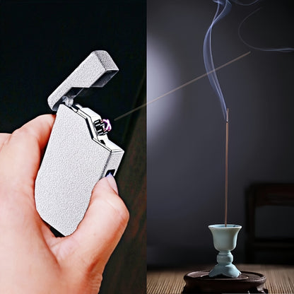 Windproof Dual Arc Lighter, USB C Electric Lighter, Rechargeable USB Lighter, Designed by Parker, Featuring a Spade A Pattern, Wind-Resistant, Suitable for Candles, Incense Sticks, Outdoor Camping, Hiking, a Gift for Men
