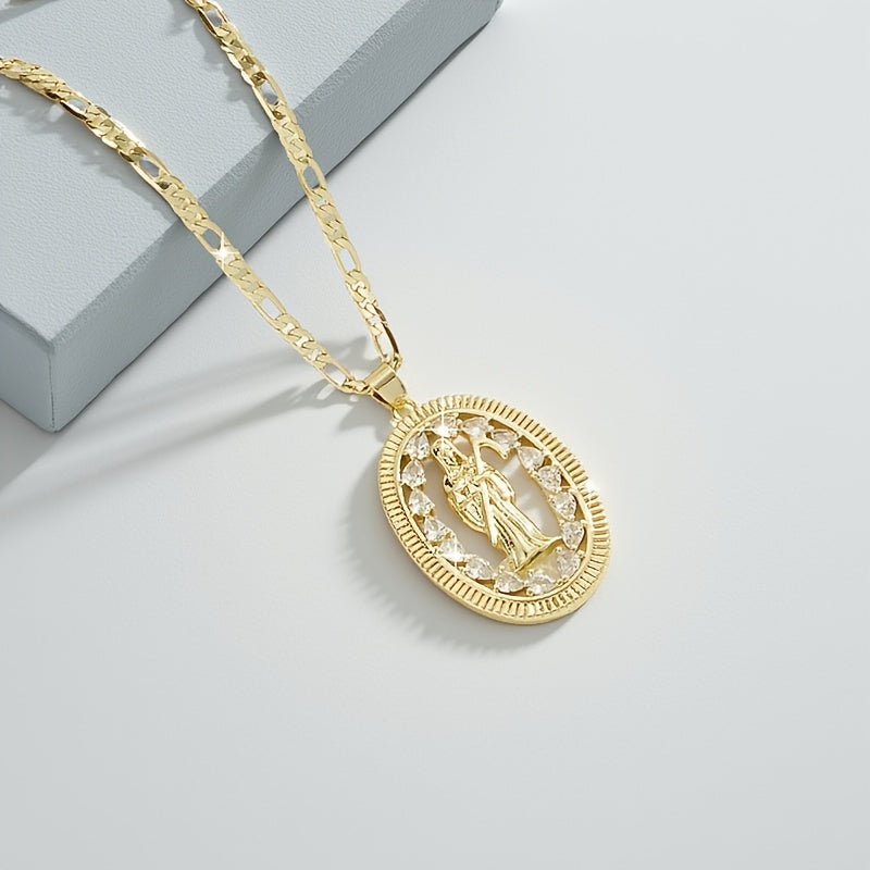 1pc Religious Jesus Christ Jewelry - 24-Inch Saint Death Pendant Necklace with Sacred Guadalupe Icon, Latin Faith Symbol for Weddings, Parties, Year-Round Wear - Women's Spanish Language Religious (Ramirez Line Collection